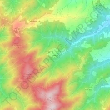 Topografische kaart Upacchi, hoogte, reliëf