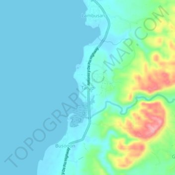 Topografische kaart Tacup, hoogte, reliëf