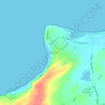 Topografische kaart Sabanilla, hoogte, reliëf