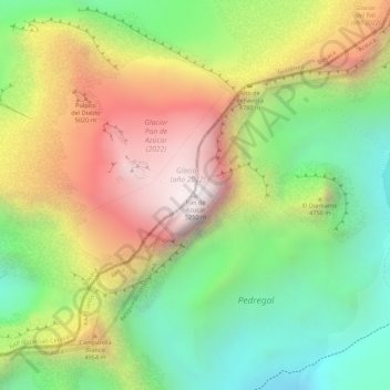 Topografische kaart Pan de Azucar, hoogte, reliëf