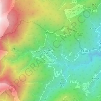 Topografische kaart Frasiccia, hoogte, reliëf