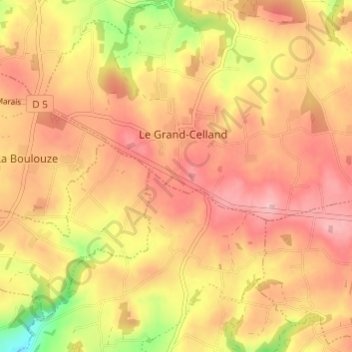 Topografische kaart Le Grand Chemin, hoogte, reliëf