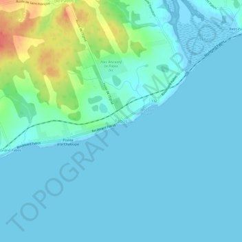Topografische kaart Pabos, hoogte, reliëf