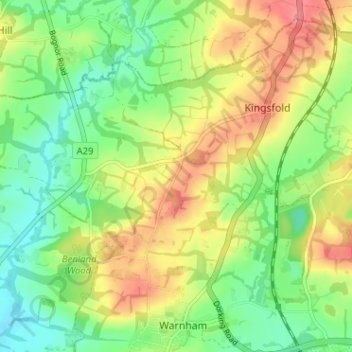 Topografische kaart Winterfold, hoogte, reliëf