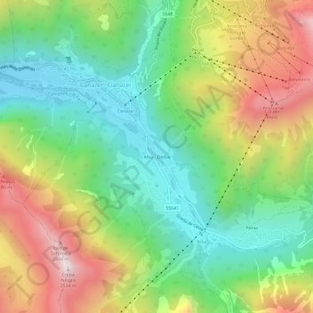 Topografische kaart Alba - Dèlba, hoogte, reliëf