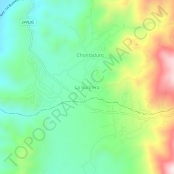 Topografische kaart La Buitrera, hoogte, reliëf
