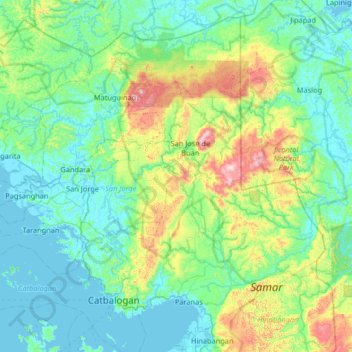Topografische kaart Samar, hoogte, reliëf