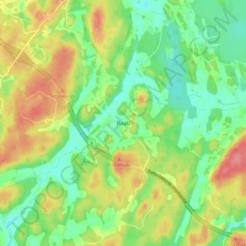Topografische kaart Raati, hoogte, reliëf