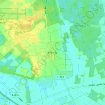 Topografische kaart Wemb, hoogte, reliëf