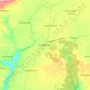 Topografische kaart Catigbi-an, hoogte, reliëf