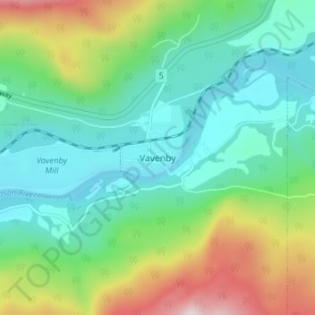 Topografische kaart Vavenby, hoogte, reliëf