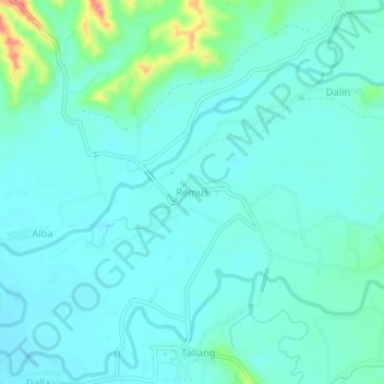 Topografische kaart Remus, hoogte, reliëf