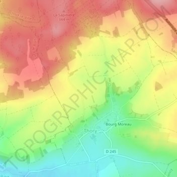 Topografische kaart Chavin, hoogte, reliëf