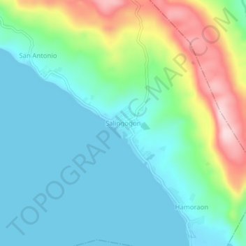 Topografische kaart Salingogon, hoogte, reliëf