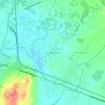 Topografische kaart Lumingon, hoogte, reliëf