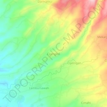 Topografische kaart Cijengkol, hoogte, reliëf