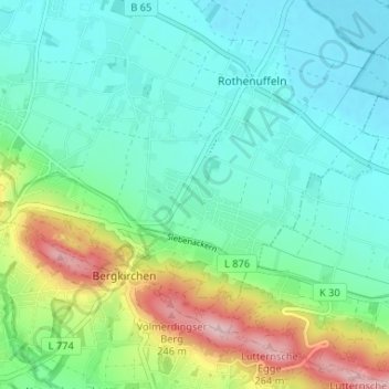 Topografische kaart Griepshop, hoogte, reliëf