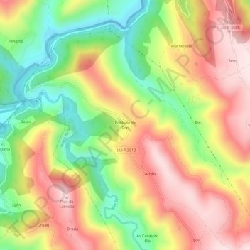 Topografische kaart Robledo de Son, hoogte, reliëf