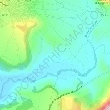 Topografische kaart Manias, hoogte, reliëf