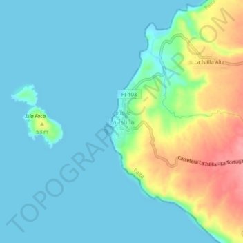 Topografische kaart La Islilla, hoogte, reliëf
