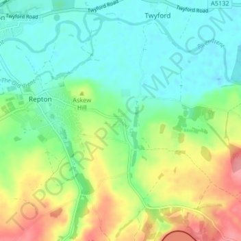 Topografische kaart Milton, hoogte, reliëf