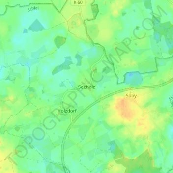 Topografische kaart Seeholz, hoogte, reliëf