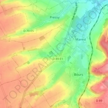 Topografische kaart Noyelles, hoogte, reliëf