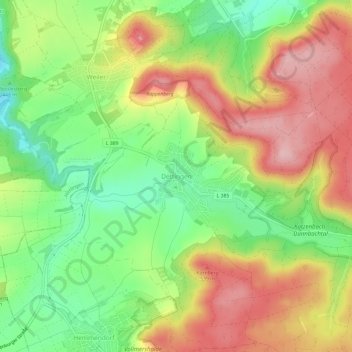 Topografische kaart Dettingen, hoogte, reliëf