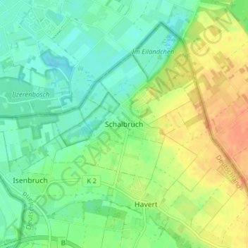 Topografische kaart Schalbruch, hoogte, reliëf