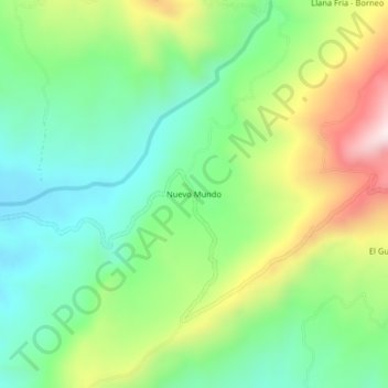 Topografische kaart Nuevo Mundo, hoogte, reliëf