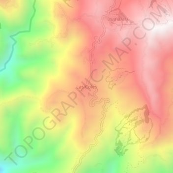 Topografische kaart Las Coles, hoogte, reliëf