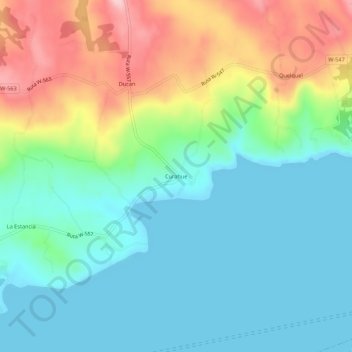 Topografische kaart Curahue, hoogte, reliëf