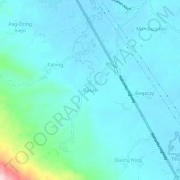 Topografische kaart Busak, hoogte, reliëf