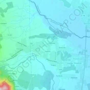 Topografische kaart Casella, hoogte, reliëf