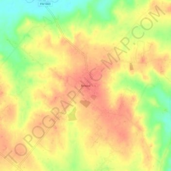 Topografische kaart Bristol, hoogte, reliëf