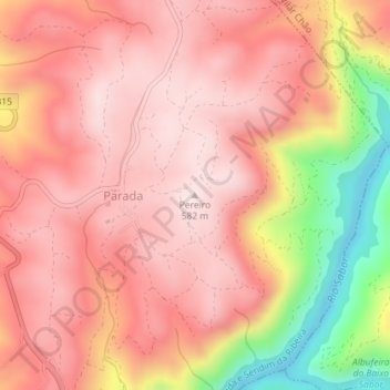 Topografische kaart Pereiro, hoogte, reliëf