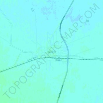 Topografische kaart Beazley, hoogte, reliëf