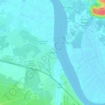 Topografische kaart Saint-Pardon, hoogte, reliëf
