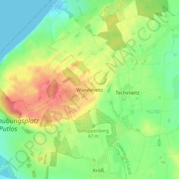 Topografische kaart Wandelwitz, hoogte, reliëf