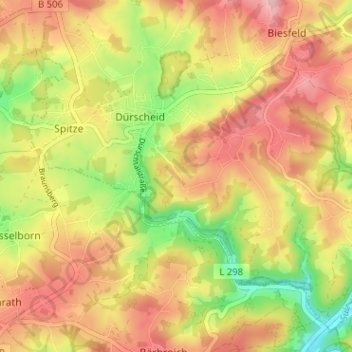 Topografische kaart Calenberg, hoogte, reliëf