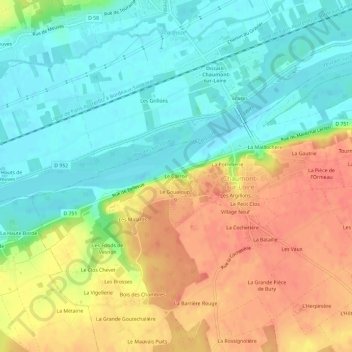 Topografische kaart Le Carroir, hoogte, reliëf