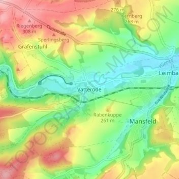 Topografische kaart Vatterode, hoogte, reliëf