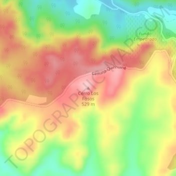 Topografische kaart Cerro Los Fosos, hoogte, reliëf