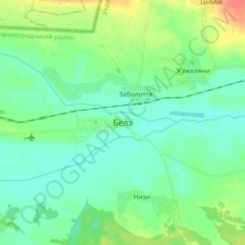 Topografische kaart Белз, hoogte, reliëf