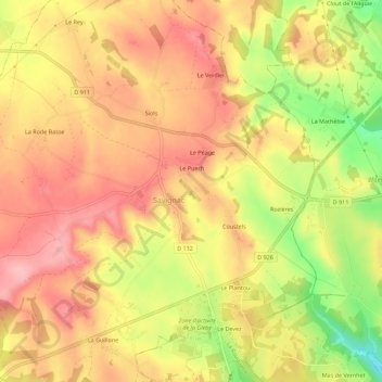 Topografische kaart L'Église, hoogte, reliëf