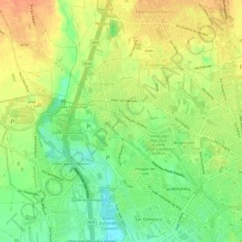 Topografische kaart Rizzi, hoogte, reliëf