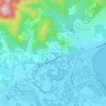 Topografische kaart Les Cagnignons, hoogte, reliëf