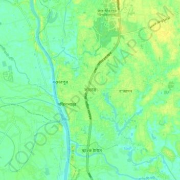 Topografische kaart Savar, hoogte, reliëf