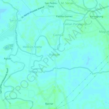 Topografische kaart Bolosan, hoogte, reliëf