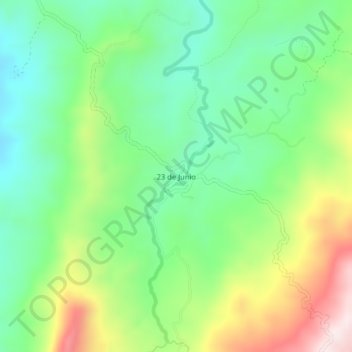 Topografische kaart 23 de Junio, hoogte, reliëf